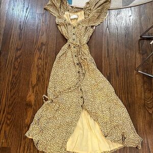 Anthropologie Leopard Print Maxi Dress